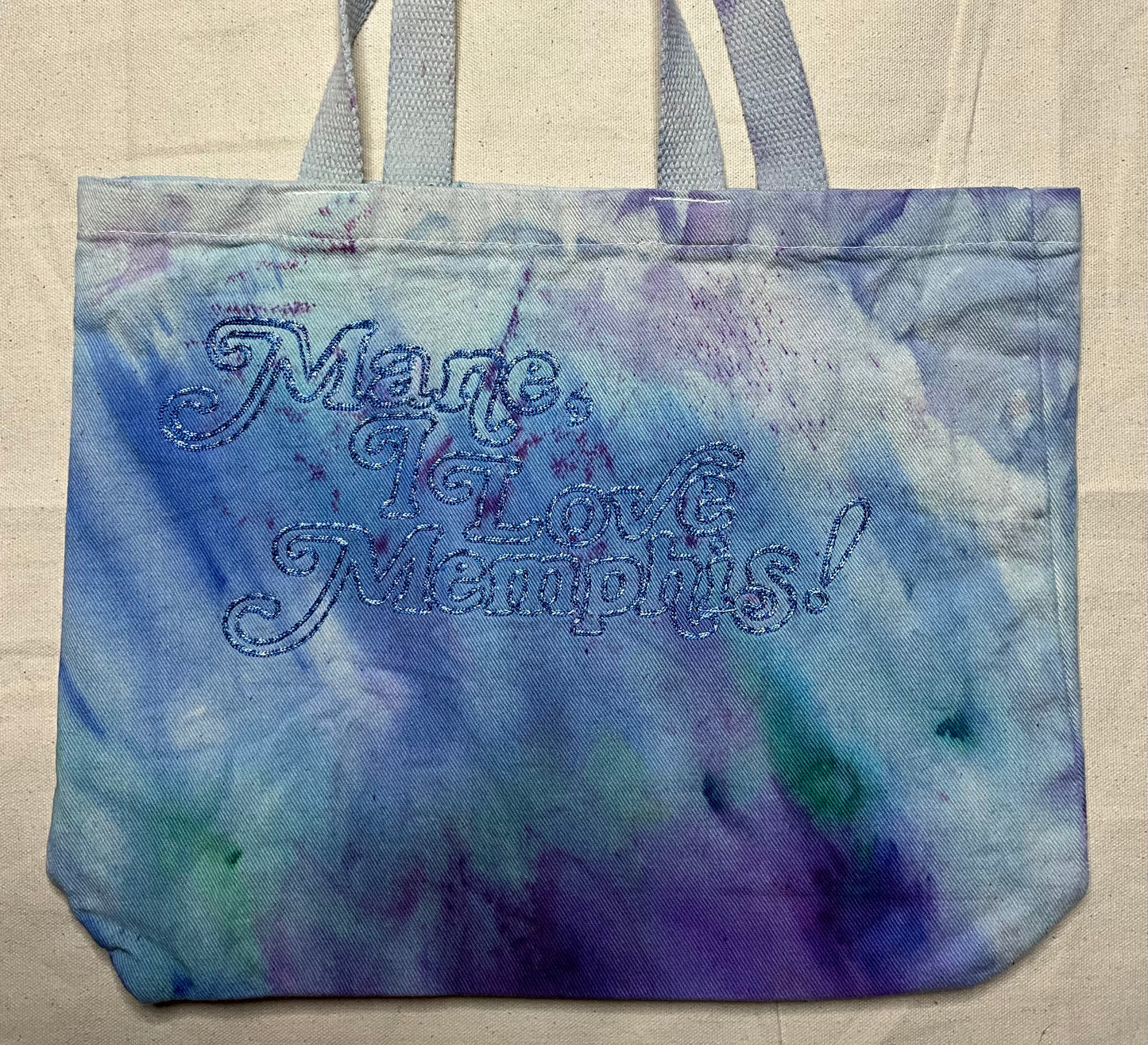 “Mane, I Love Memphis!” Trippy Drippy Tote, Memphis Blue