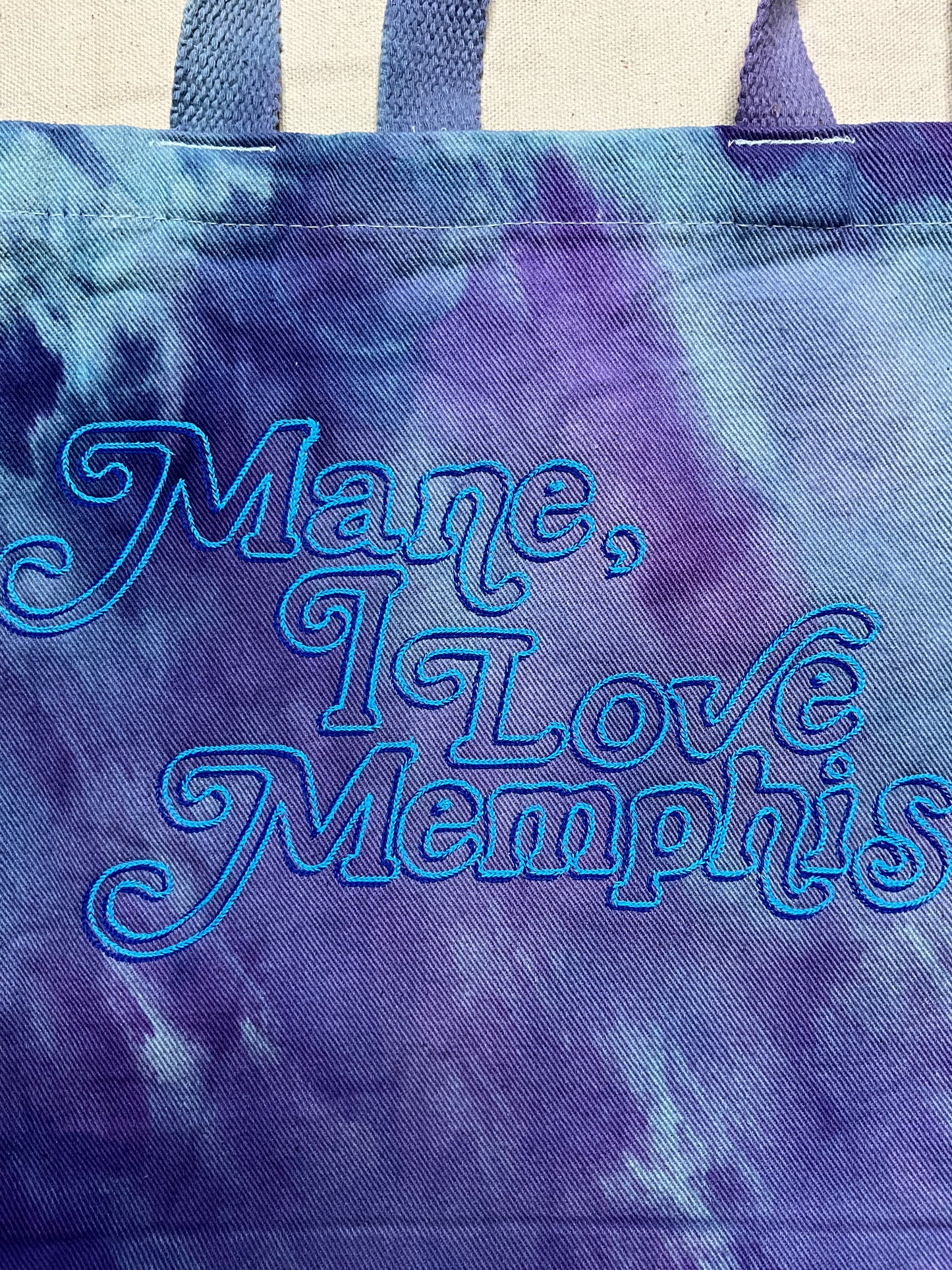 “Mane, I Love Memphis!” Trippy Drippy Tote, Tiger Blue